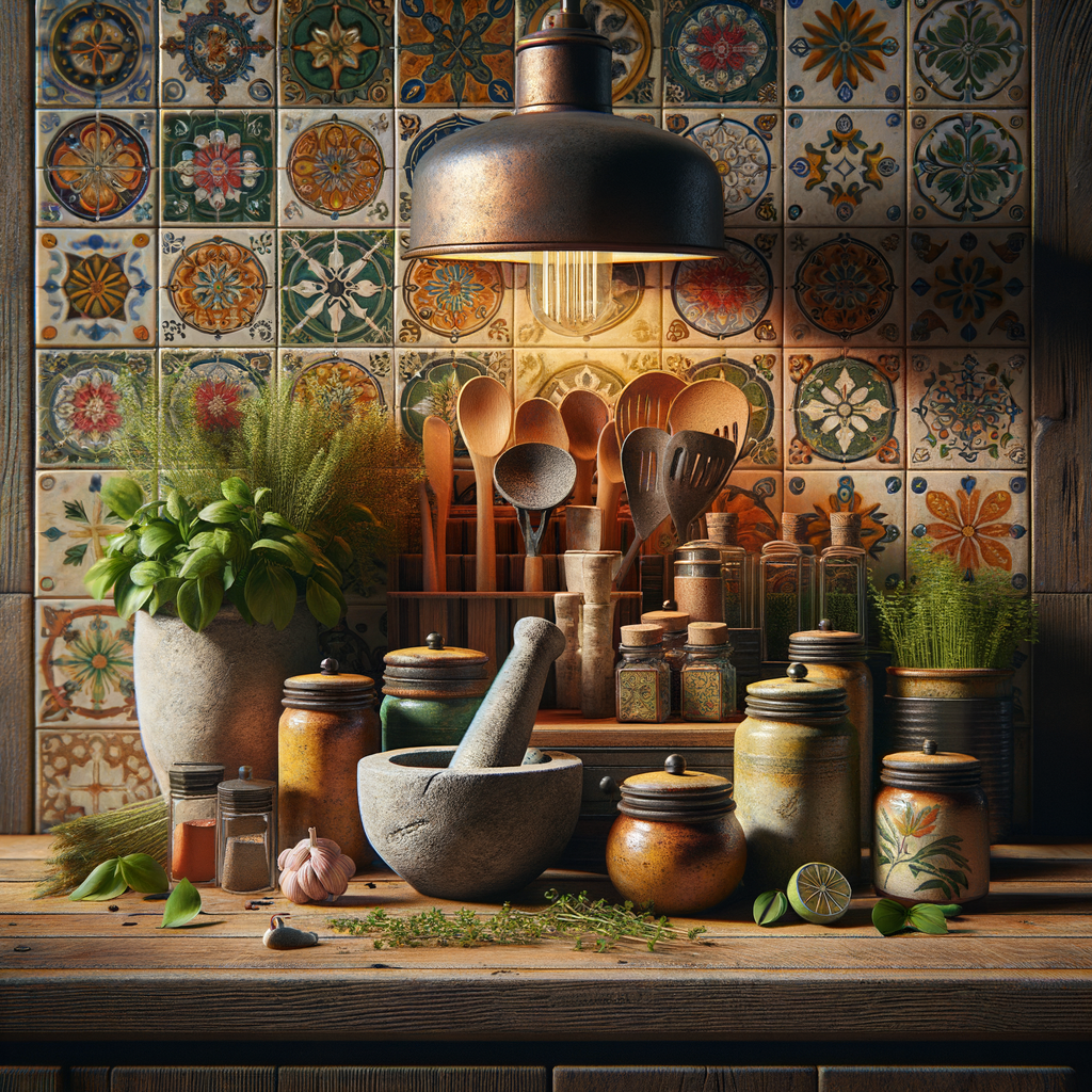Fibras naturales acentuando la cocina rústica