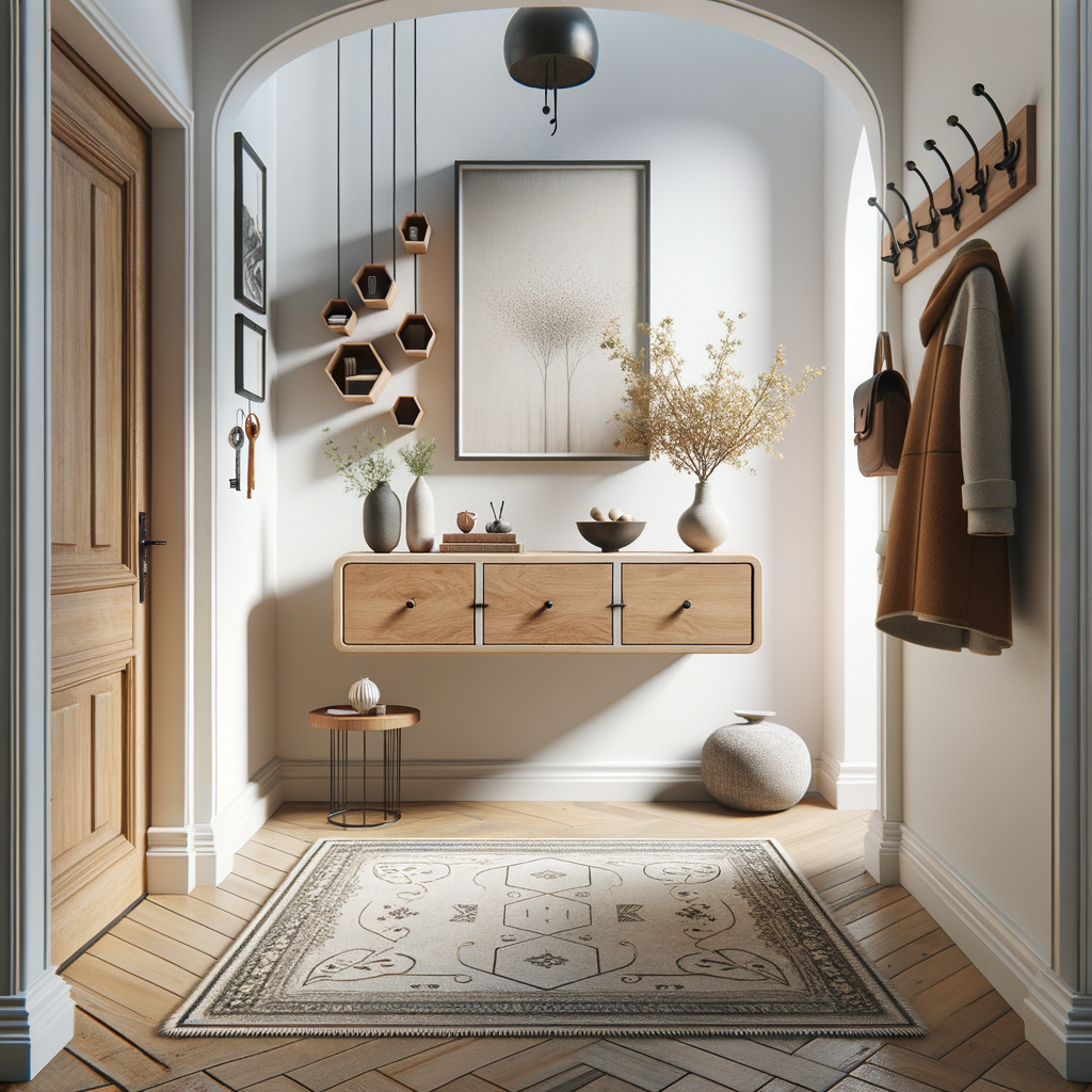 Muebles multifuncionales en un recibidor pequeño