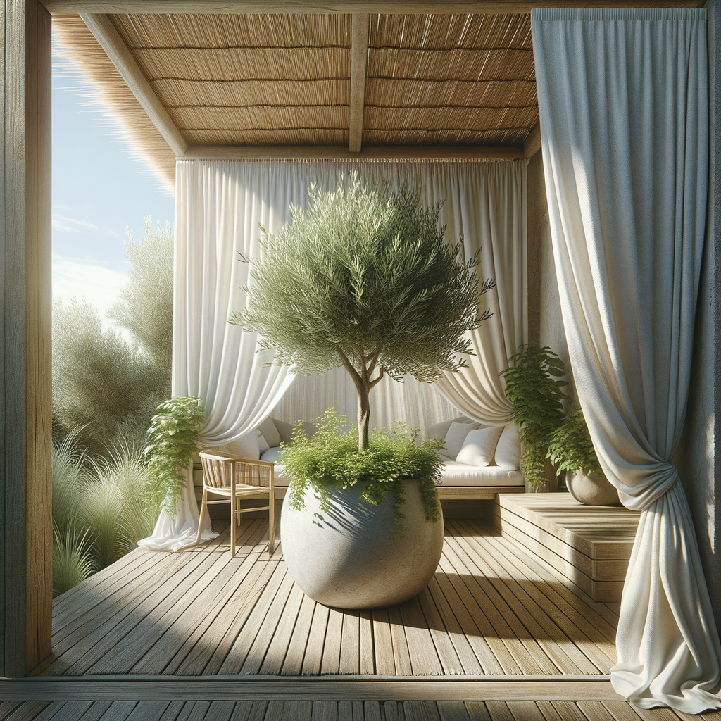 Pérgola de madera cubierta de vegetación